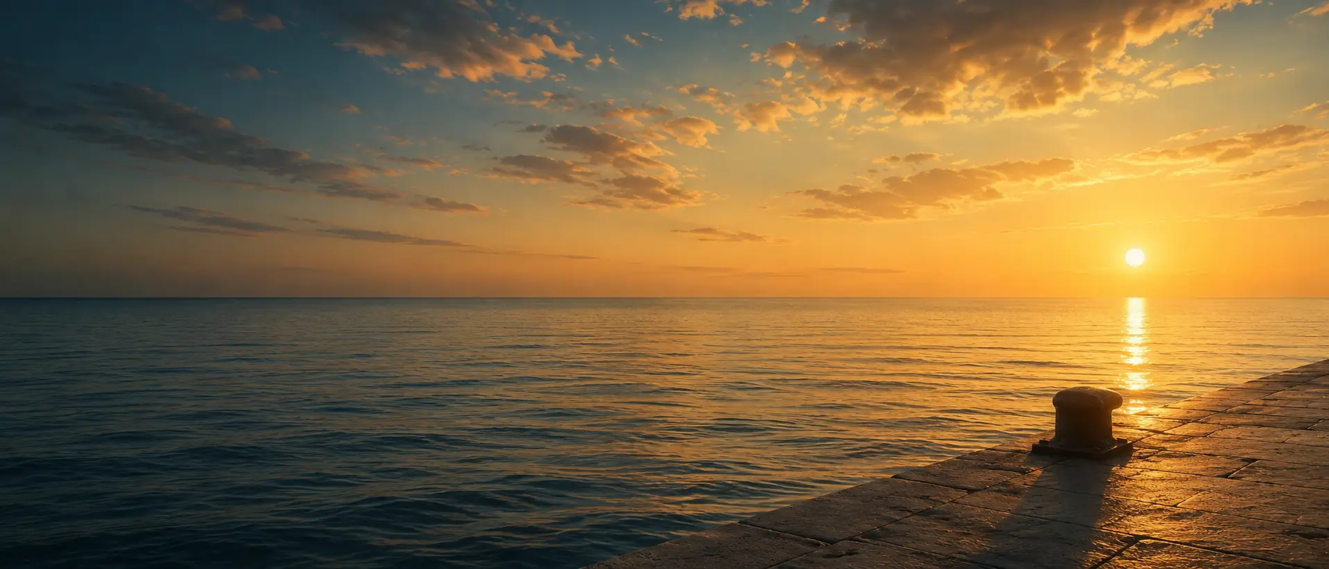 Illustrazione: il mare di Senigallia al tramonto, con il molo